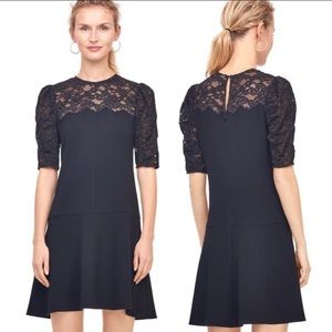 Rebecca Taylor Black Crepe & Corded Lace Dress